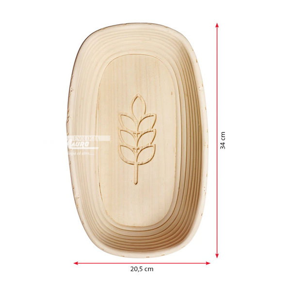 Cesto Di Lievitazione Ovale Con Fodera "Spiga" - Cm 34