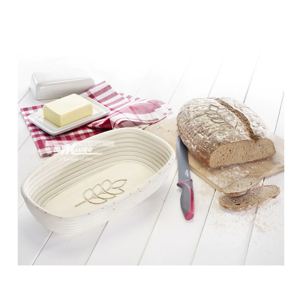 Cesto Di Lievitazione Ovale Con Fodera "Spiga" - Cm 34