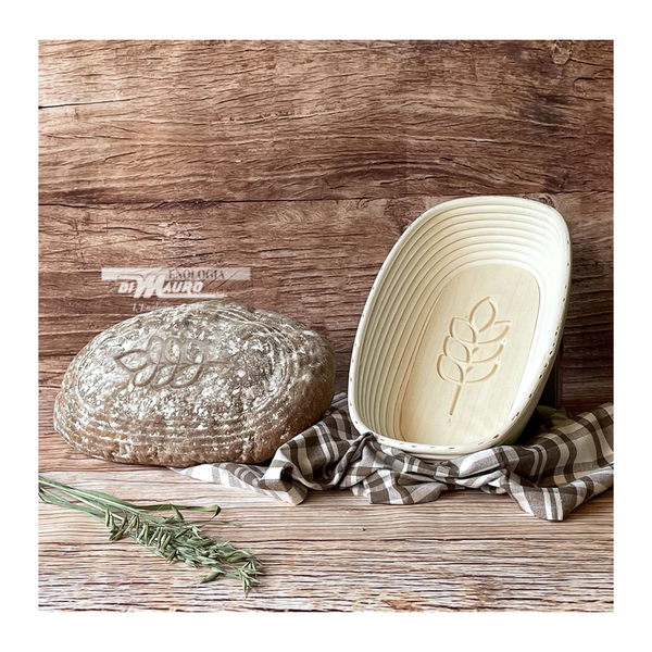 Cesto Di Lievitazione Ovale Con Fodera "Spiga" - Cm 34