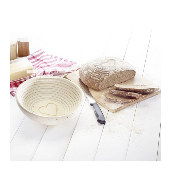 Cesto Di Lievitazione Ovale Con Fodera "Cuore" - Ø 24 Cm