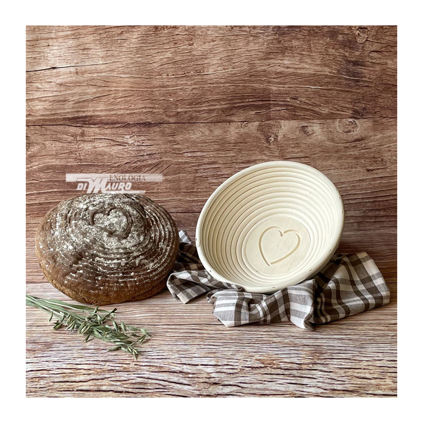 Cesto Di Lievitazione Ovale Con Fodera "Cuore" - Ø 24 Cm