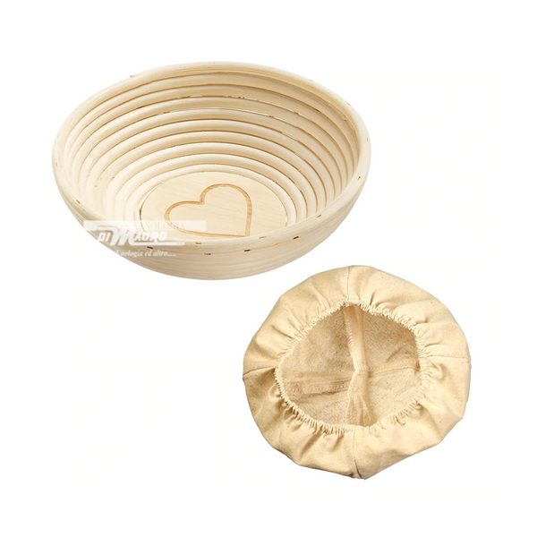 Cesto Di Lievitazione Ovale Con Fodera "Cuore" - Ø 24 Cm