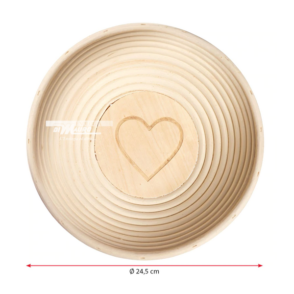 Cesto Di Lievitazione Ovale Con Fodera "Cuore" - Ø 24 Cm