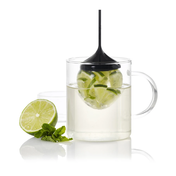 Infusore per tè "Fusion" con base di appoggio in vetro