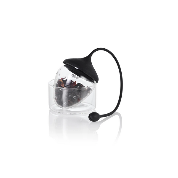 Infusore per tè "Fusion" con base di appoggio in vetro