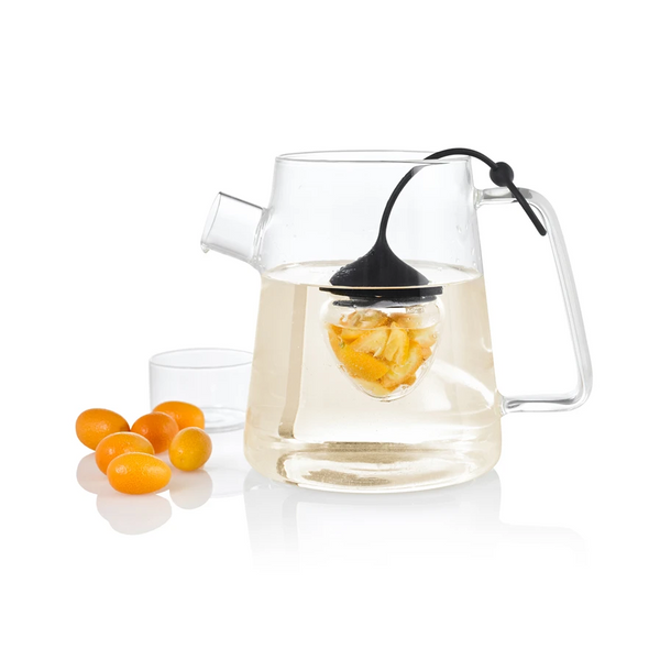 Infusore per tè "Fusion" con base di appoggio in vetro