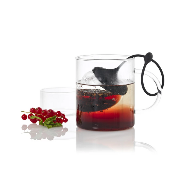 Infusore per tè "Fusion" con base di appoggio in vetro