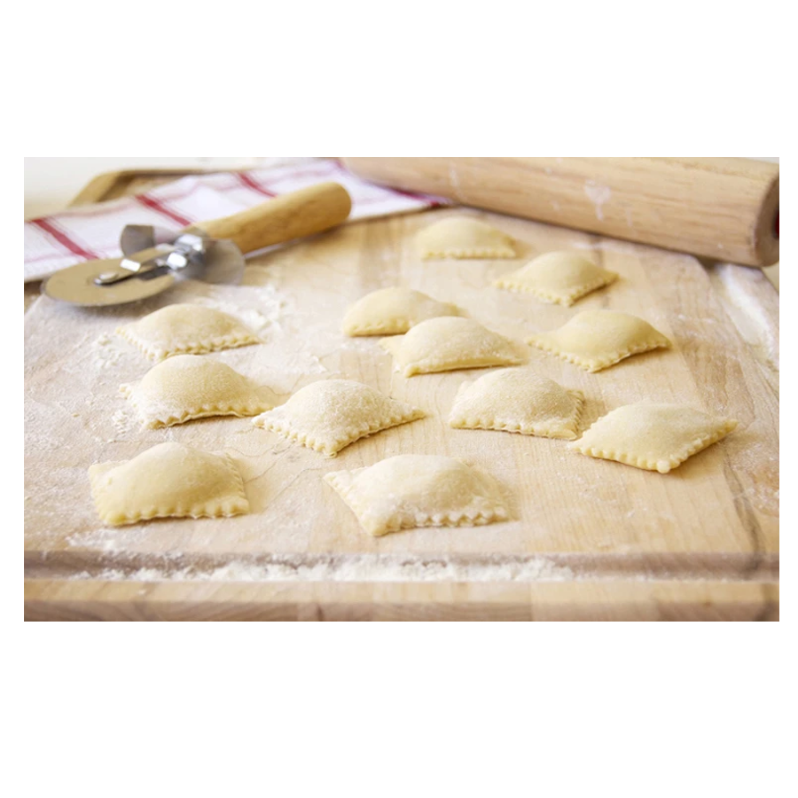 Ottinetti stampo ravioli giganti 24 in acciaio smaltato con rullo in legno art.1628 - Paggi